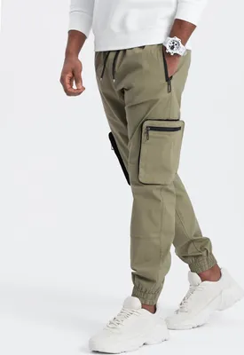 Obrázek produktu pro Ombre Clothing Pánské kalhoty joggers Theophax olivová L