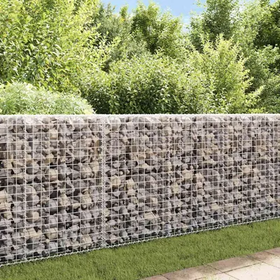 Produktbild von vidaXL Gabiónová stena s krytom z pozinkovanej ocele 200 × 20 × 85 cm