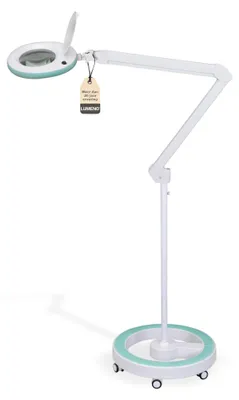 LED-Lupenleuchte, 127 mm Glaslinse, 3 Dioptrien, grün, Rollstativ
