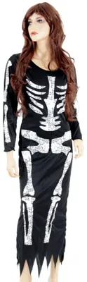 Produktbild von Skelett Kleid lang für Damen, Größe:M