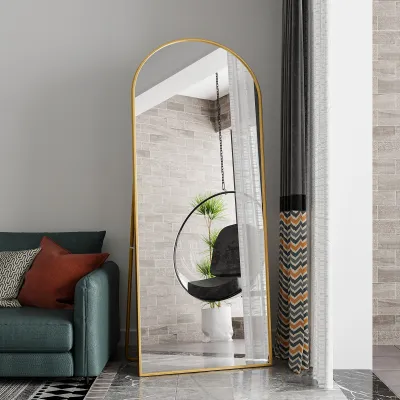 Image de Miroir intégral 180 x 80 cm, miroir intégral avec cadre en aluminium doré, miroir mural, miroir sur pied pour la chambre à coucher, l'entrée, le couloir, la décoration de la maison, etc.