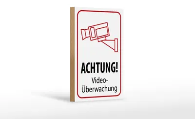 Produktbild von Holzschild Hinweis 12x18cm Achtung Videoüberwachung