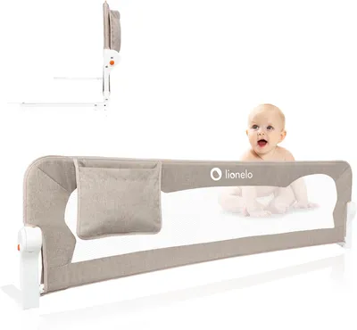 Produktbild von Eva Rausfallschutz Bett Rausfallschutz Kinderbett, Bettgitter, Bettschutzgitter, luftiges Netz, zusammenklappbar um 180 Grad, einfache Montage, 150 cm lang