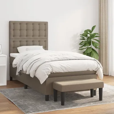 Produktbild von Design Möbel Boxspringbett mit Matratze Taupe 90x190 cm Stoff - 2024 Neu