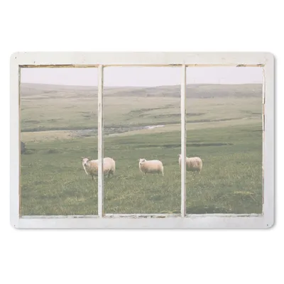 Produktbild von MuchoWow® Schreibtischunterlage Durchschauen - Schafe - Gras 60x40 cm - XXL Mauspad - Großes Mauspad