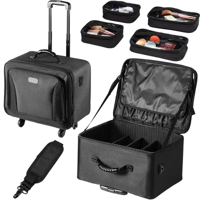 Immagine prodotto di Valigetta per trucco - Borsa da viaggio - Uso professionale - Con ruote - 48 cm - Nera