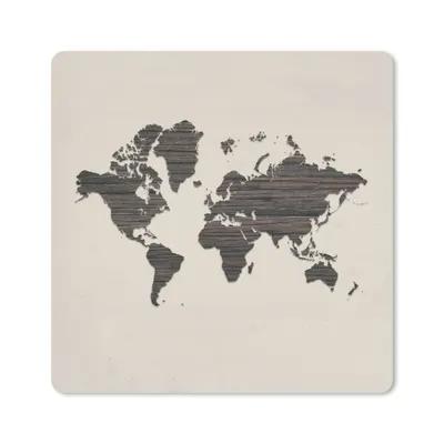 Produktbild von MuchoWow® Mauspad Mousepad Weltkarte - Braun - Holz 30x30 cm - Mousepads - Maus Mat - Pad - Mausunterlage - Gaming