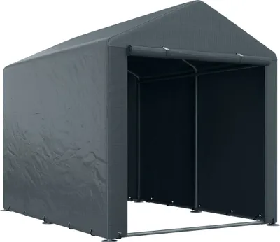 Produktbild von Outsunny garážový stan, 1,6 x 2,18 x 1,72 m, skladovací stan s UV ochranou, dveře na zip, voděodolná fólie, garáž na zahradní nářadí, tmavě šedá barva