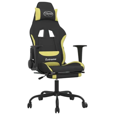 Produktbild von vidaXL Gaming-Stuhl mit Fußstütze Schwarz und Hellgrün Stoff