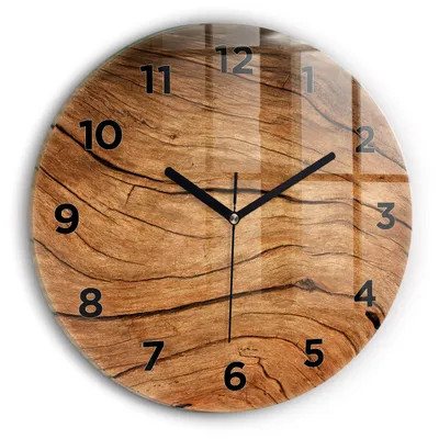 Produktbild von Wallfluent Wanduhr – Stilles Quarzuhrwerk - Uhr Dekoration Wohnzimmer Schlafzimmer Küche - Zifferblatt - schwarze Zeiger - 30 cm - Altes Holz