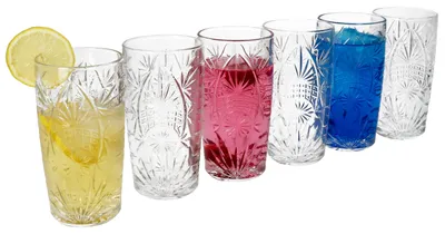 Produktbild von 6x Starla Longdrink-Gläser 300ml Cocktailglas transparent Relief Softdrink Party