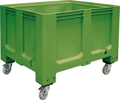 Produktbild von Palettenbox, 4 Rollen, 610 Liter, 1200x1000x915 mm, Tiefkühlhaus geeignet, grün