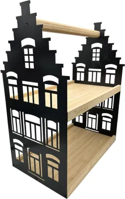Produktbild von UNUS® Etagere Teehaus 2 Etagen mit Griff Serviertablett aus Holz und Metall