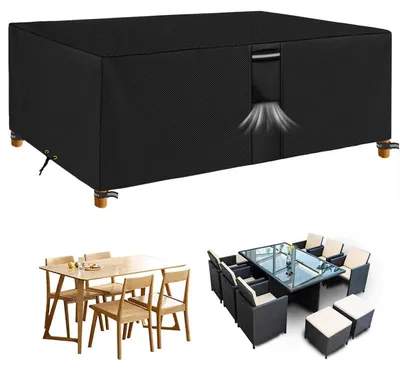 Obrázok produktu pre Poťah na záhradný nábytok, vodeodolný, 242x162x90 cm, odolný, 600D Oxford PVC, čierna farba