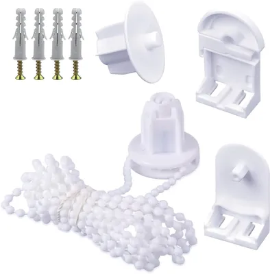 Image de Kit de réparation pour stores enrouleurs - Pièces de rechange - Pour réparer les stores - Avec chaîne de perles - Tuyaux de 25 mm - Blanc