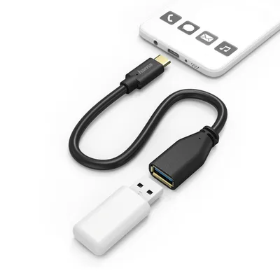 Obrázek produktu pro Hama 00178258, 0,15 m, USB C, USB A, USB 2.0, Samec/samice, Černá