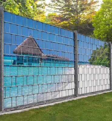 Produktbild von Sichtschutzstreifen Traumstrand Malediven Sichtschutz Garten Zaun - Teil1 + Teil2 - 500x180cm