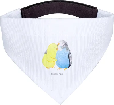 Produktbild von Mr. & Mrs. Panda Halstuch Hund Wellensittich Liebe - Weiß - Geschenk, Hundehalstuch, glücklich, Hunde, Freundin, Für, Verliebt, Verknallt, Tuch, Umarmen