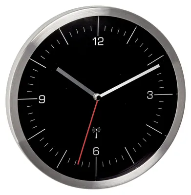 Zdjęcie produktu dla TFA-Dostmann 60.3544.01, Ściana, Zegar sterowany radiowo, Okrągły, Stal nierdzewna, Stal nierdzewna, Szkło