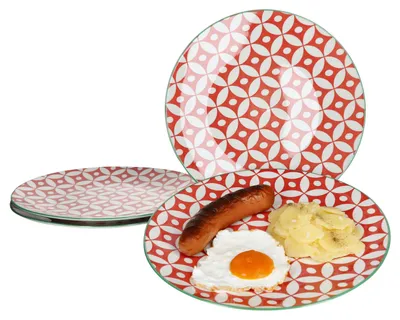Produktbild von Ritzenhoff Makina rot 4er Set Speiseteller Essteller Grill-Platte Reto Vintage