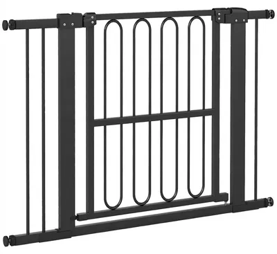 Produktbild von Türschutzgitter Hund 76-104 cm breit 76 cm hoch ohne Bohren Doppelverschluss beidseitig öffnend Weiß