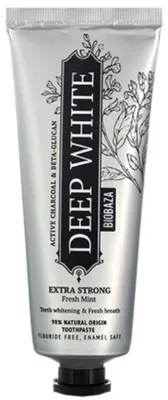Immagine prodotto di Biobaza, Deep White, ingredienti naturali, sbiancante e remineralizzante, dentifricio, 75 ml