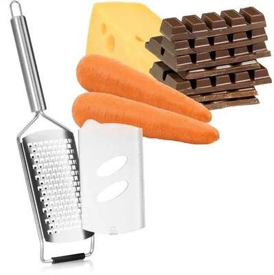 Zdjęcie produktu dla Tarka kuchenna ze stali nierdzewnej, gruba tarka ręczna z płytką, wysokiej jakości, 1 sztuka, gruba, z osłoną