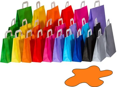 Produktbild von 250x Papiertragetaschen Papiertaschen Flachhenkel 18x8x22cm orange 70gr.