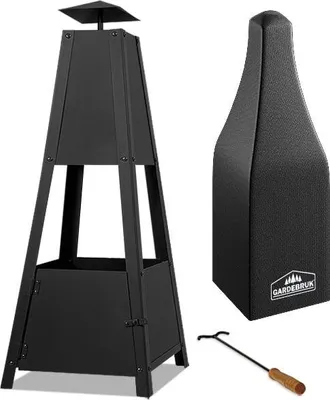 Obrázek produktu pro Ohniště pyramida 102 cm s uzamykatelnými dvířky a robustní kovovou konstrukcí