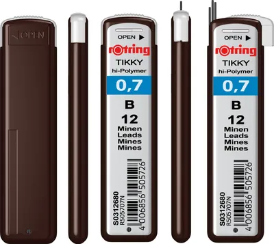 Image de ROTRING Feinmine Dose Feinminen 12 Stück 0,7 B
