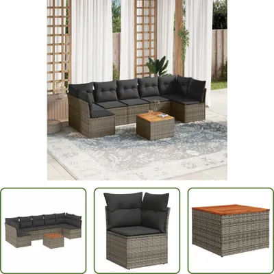 Produktbild von The Living Store 8-tlg. Garten-Sofagarnitur mit Kissen Grau Poly Rattan