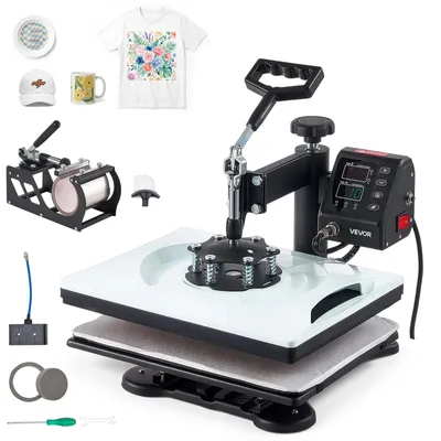 Produktbild von VEVOR Transferpresse 29x38cm 5-in-1 Sublimationsmaschine 1000W Heißpresse, Schnelles & Gleichmäßiges Aufheizen Digitale Zeit- & Temperaturregelung, für T-Shirts, Tassen, Becher, Kappen, Teller