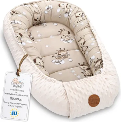 Produktbild von Baby Nest Neugeborene Nestchen tragbar Kuschelnest 90x50 cm Giraffen