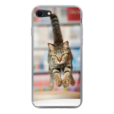 Produktbild von MuchoWow® Handyhülle Schutzhülle Hülle für iPhone 7 Katze - Frühling - Stuhl Silikon Softcase Handy Hülle - Kartenhalter
