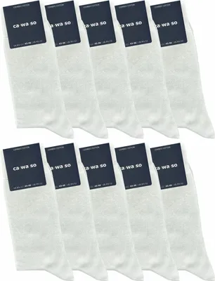 Produktbild von ca·wa·so  Baumwollsocken ohne Naht | Beste Qualität, Perfekte Passform | Damen & Herren (10 Paar), Weiss / 39 - 42