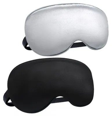 Produktbild von Schlafmaske, Augenmaske, Nachtmaske mit verstellbarem Riemen, hautfreundliche Seide, ultraweiche Schlafbrille, 2 Stück (grau und schwarz)