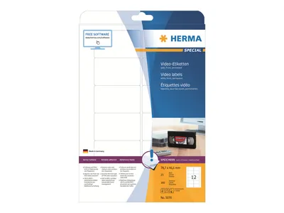 Obrázek produktu pro HERMA Special - papír - matný - permanentní samolepicí - bílý - 78,7 x 46,6 mm 300 štítků (25 listů x 12)