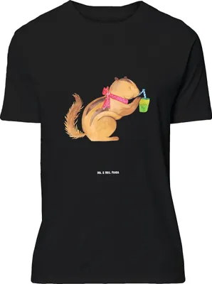 Produktbild von Mr. & Mrs. Panda Größe XXL T-Shirt Eichhörnchen Smoothie - Schwarz - Geschenk, Shirt, Streifenhörnchen, Abnehmen, Oversize, Green Smoothies, Lustiges, Diät, Tshirt