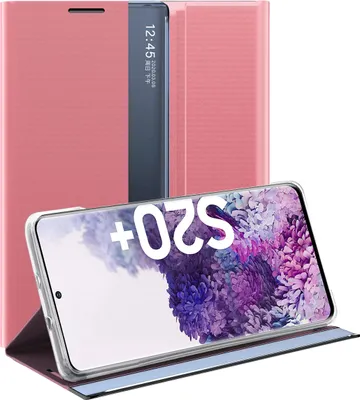 Produktbild von Galaxy S20 Plus Hülle, LaimTop Slim Flip Leder Smart View Window Klappetui Schutzhülle mit Standfunktion für Samsung Galaxy S20 Plus Rosa