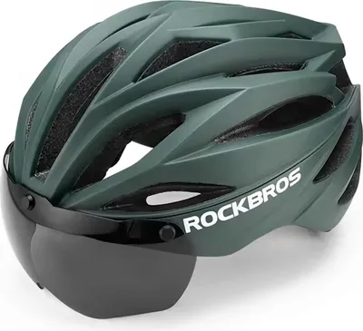 Obrázok produktu pre Cyklistická prilba Rockbros so sklom, odnímateľné okuliare s UV ochranou, unisex - zelená