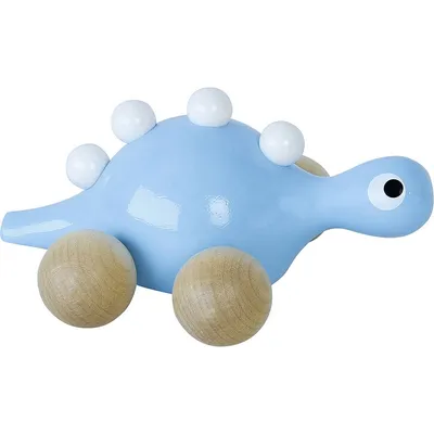Image de Vilac Dinosaure en bois sur roues bleu