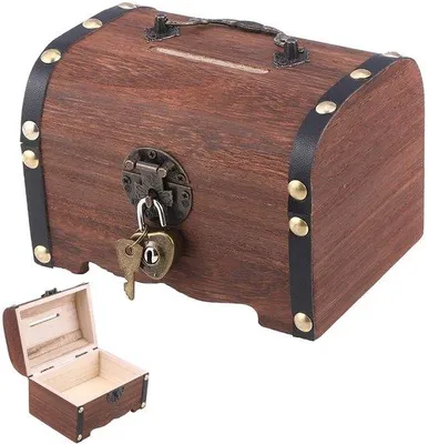 Produktbild von Holz Schatzkiste - Antik Dekorationskiste - 14,5 x 10 x 10 cm