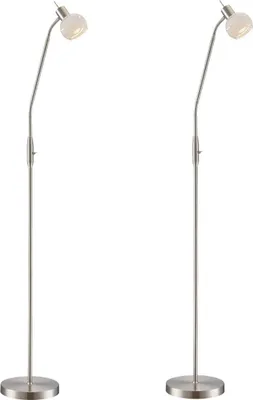 Produktbild von 2er Set flexible Stehlampen mit LED, Lampenschirm Glas, Stehleuchten Standlampen