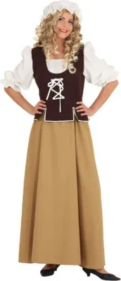 Produktbild von O1062-42 braun-beige Damen Mittelalter Magd Kostüm Kleid Gr.42