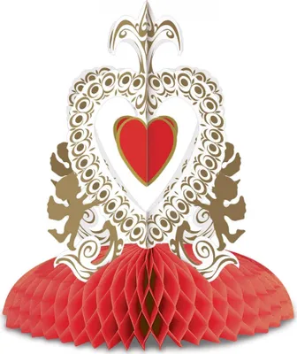 Produktbild von Valentinstag-Tischdeko Deko-Aufsteller Herz und Engelchen 30 cm rot-weiss-gold -
