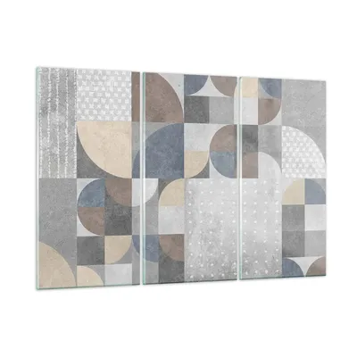 Produktbild von Bilder auf glas - 3 Teile - Geometrie Kunst Stein - 105x70cm - Glasbilder - Wandbilder - Bilder - zum Aufhängen bereit - Wanddekoration aus Glas - Glas Bilder - Wandbild auf Glas - GCE105x70-4621