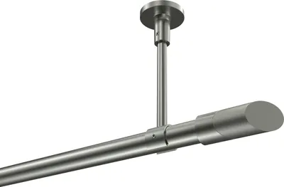 Produktbild von Interdeco Gardinenstange / Vorhangstange Edelstahl-Optik, Typ Sonette Verano (Schräge Bicolor) ohne Ringe, Deckenmontage, 20 mm Ø 1-läufig, 180 cm