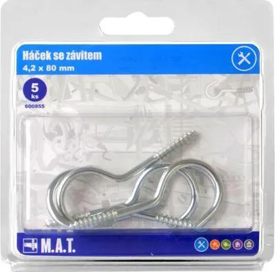 Obrázek produktu pro háček se závitem  80x4,2mm Zn (5ks)