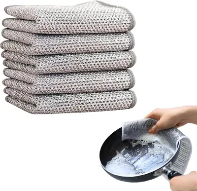 Produktbild von 5 Stück Mehrzweck-geschirrspüllappen Aus Draht,Topfreiniger Putzlappen,Multifunctional Non Scratch Wire Dishcloth,für Nass und Trocken,Wiederverwendbar Putztücher,für Küche