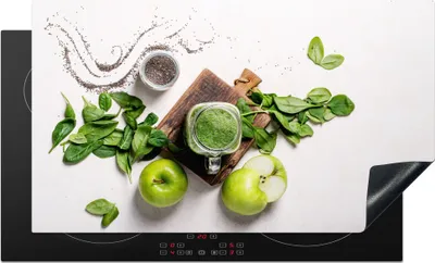 Produktbild von KitchenYeah© Herdabdeckplatte Kräuter - Apfel - Smoothie , 89x51cm, Küche Deko, Glaskeramikkochfeld Herdabdeckung, Abdeckplatte fùr Kochfeld